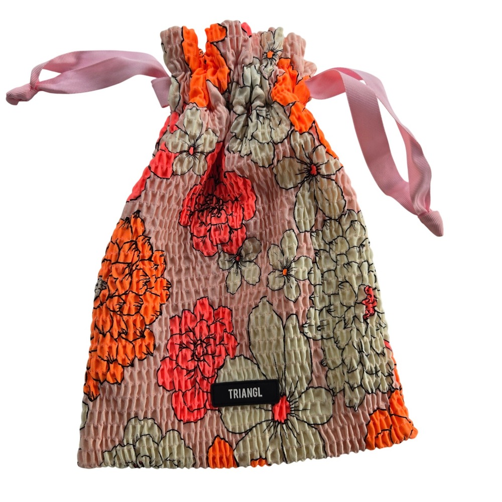 TRIANGL Floral Drawstring Bag Pouch Makeup Swim Bikini Lingerie Travel